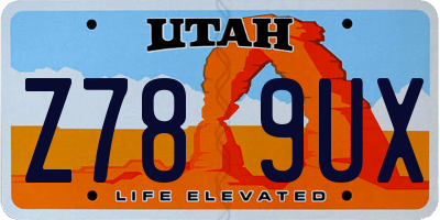 UT license plate Z789UX