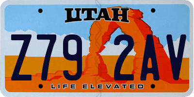 UT license plate Z792AV