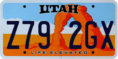 UT license plate Z792GX