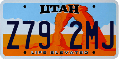 UT license plate Z792MJ