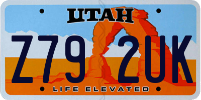 UT license plate Z792UK