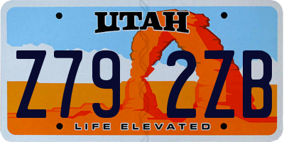 UT license plate Z792ZB
