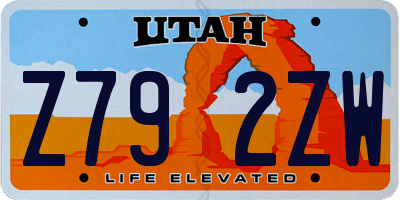 UT license plate Z792ZW