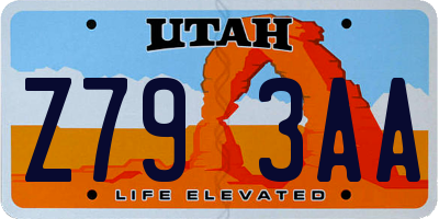 UT license plate Z793AA