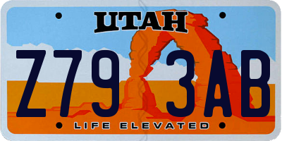 UT license plate Z793AB
