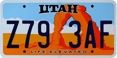 UT license plate Z793AF