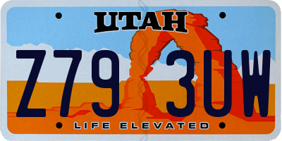 UT license plate Z793UW