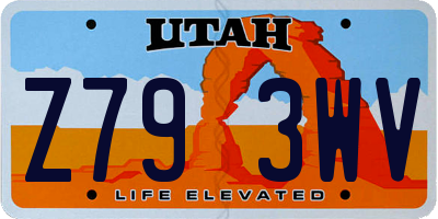 UT license plate Z793WV