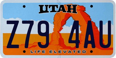UT license plate Z794AU
