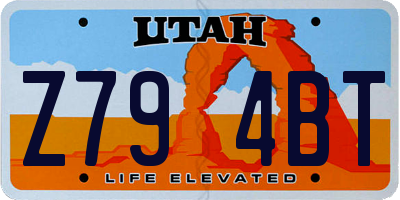 UT license plate Z794BT
