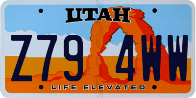 UT license plate Z794WW