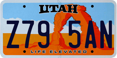 UT license plate Z795AN