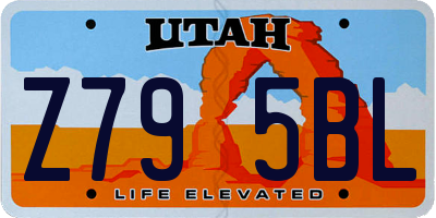 UT license plate Z795BL