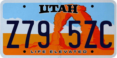 UT license plate Z795ZC