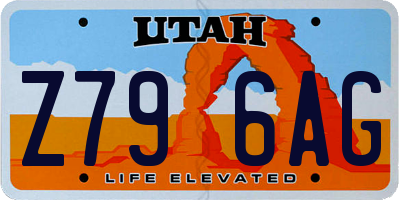UT license plate Z796AG