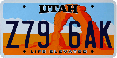 UT license plate Z796AK