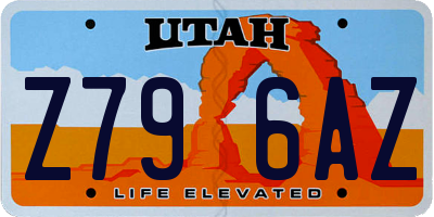 UT license plate Z796AZ
