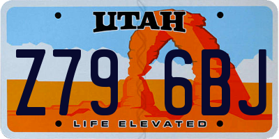 UT license plate Z796BJ