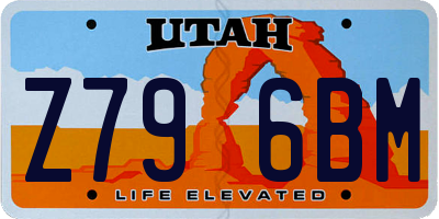 UT license plate Z796BM