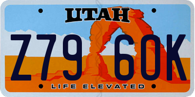 UT license plate Z796OK