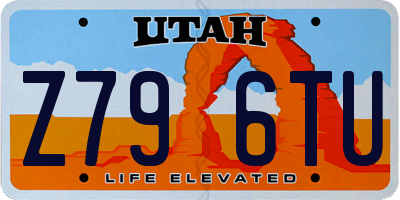 UT license plate Z796TU