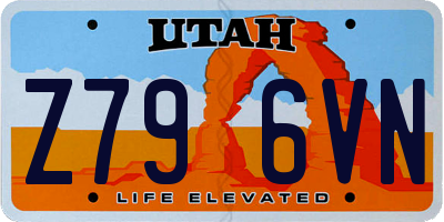 UT license plate Z796VN