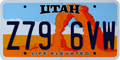 UT license plate Z796VW