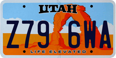 UT license plate Z796WA
