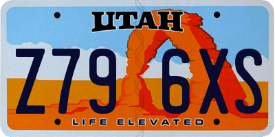 UT license plate Z796XS