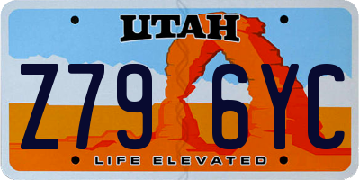 UT license plate Z796YC