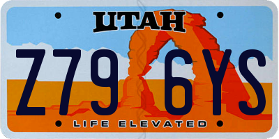 UT license plate Z796YS