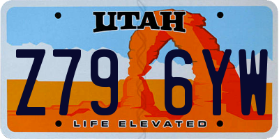 UT license plate Z796YW