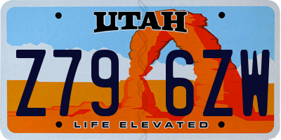 UT license plate Z796ZW