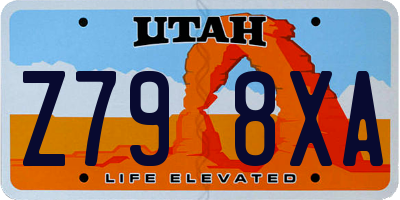 UT license plate Z798XA