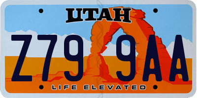 UT license plate Z799AA