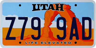 UT license plate Z799AD