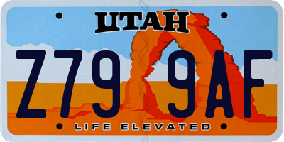 UT license plate Z799AF