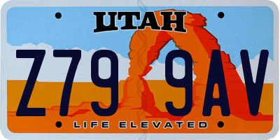 UT license plate Z799AV