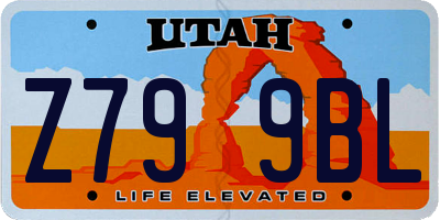 UT license plate Z799BL
