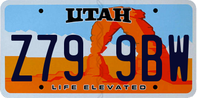 UT license plate Z799BW