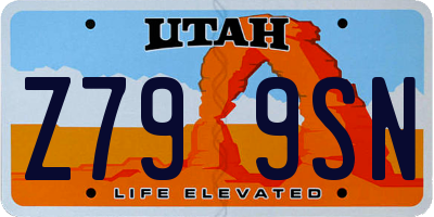 UT license plate Z799SN