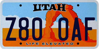 UT license plate Z800AF