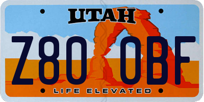 UT license plate Z800BF