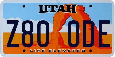 UT license plate Z800DE