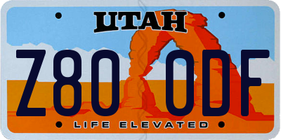UT license plate Z800DF