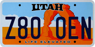 UT license plate Z800EN