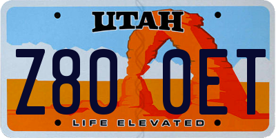 UT license plate Z800ET