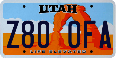 UT license plate Z800FA