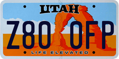 UT license plate Z800FP