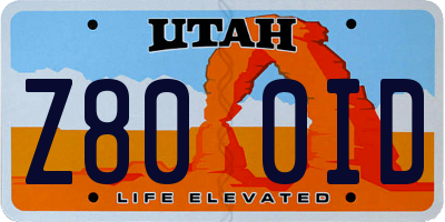 UT license plate Z800ID